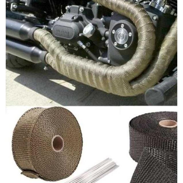 Lakban Peredam Panas Knalpot Motor Exhaust Wrap 50Mm 10 Meter / Wrap Bungkus Knalpot Motor Custom- F
