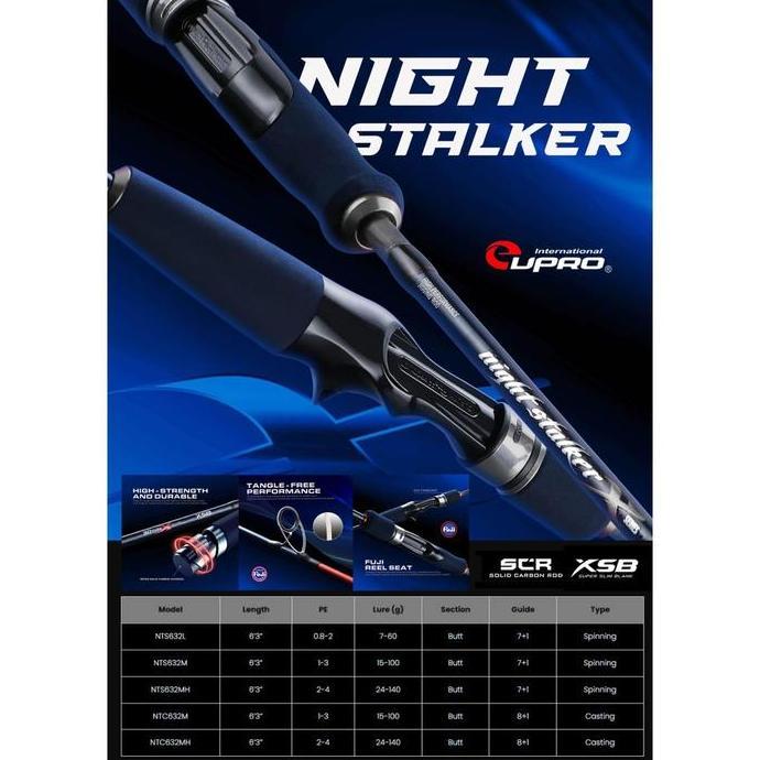 Eupro Joran Pancing Jigging Night Stalker X Scr Solid Carbon Xsb Blank Fuji Componen Joran Pancing J