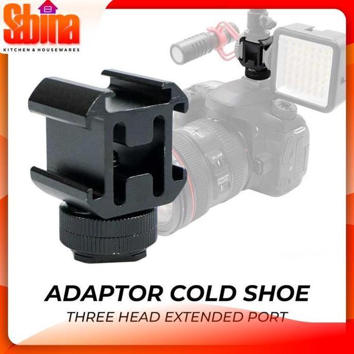 GARAVAR Adapter Flash Kamera Camera Mount Hot Shoe Three Head Extend Port