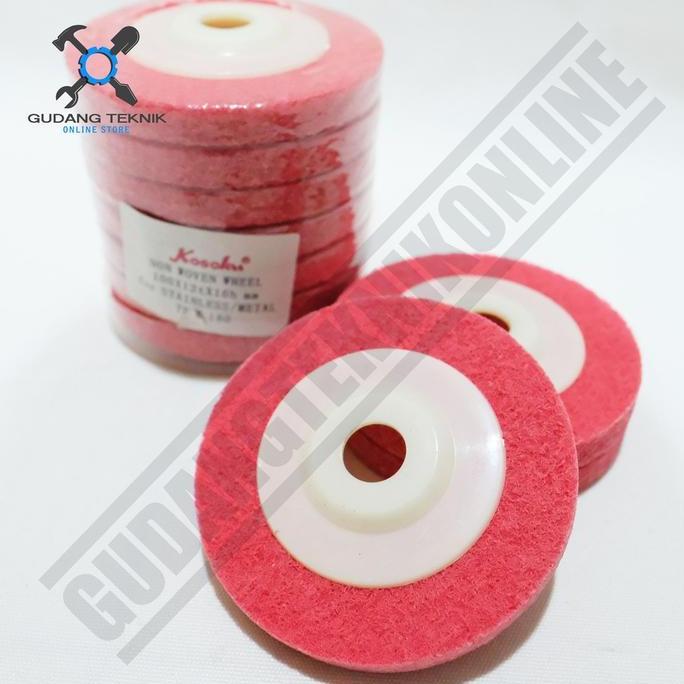 TERAR Batu Poles Steinles Non Woven Whell Merah 4" Kosoku Batu Poles Steinles Non Woven Whell Merah 