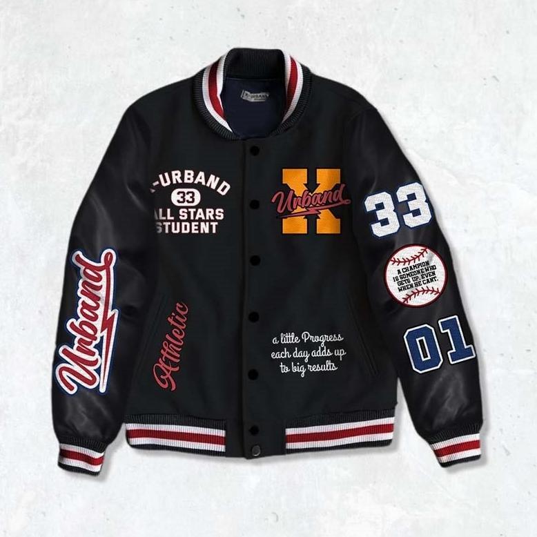 Termurah Dhozen Jaket Varsity Komibasi Fleece Leather Pe Athletic A470