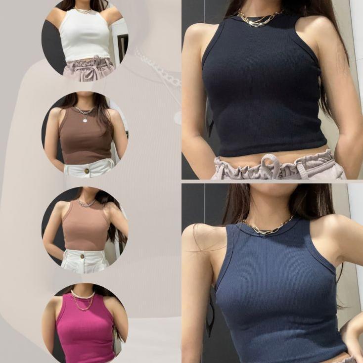 Vanesa Tanktop - Halter Tanktop Rib Hnm - Tanktop Crop Ribbed - Tanktop Agnesia