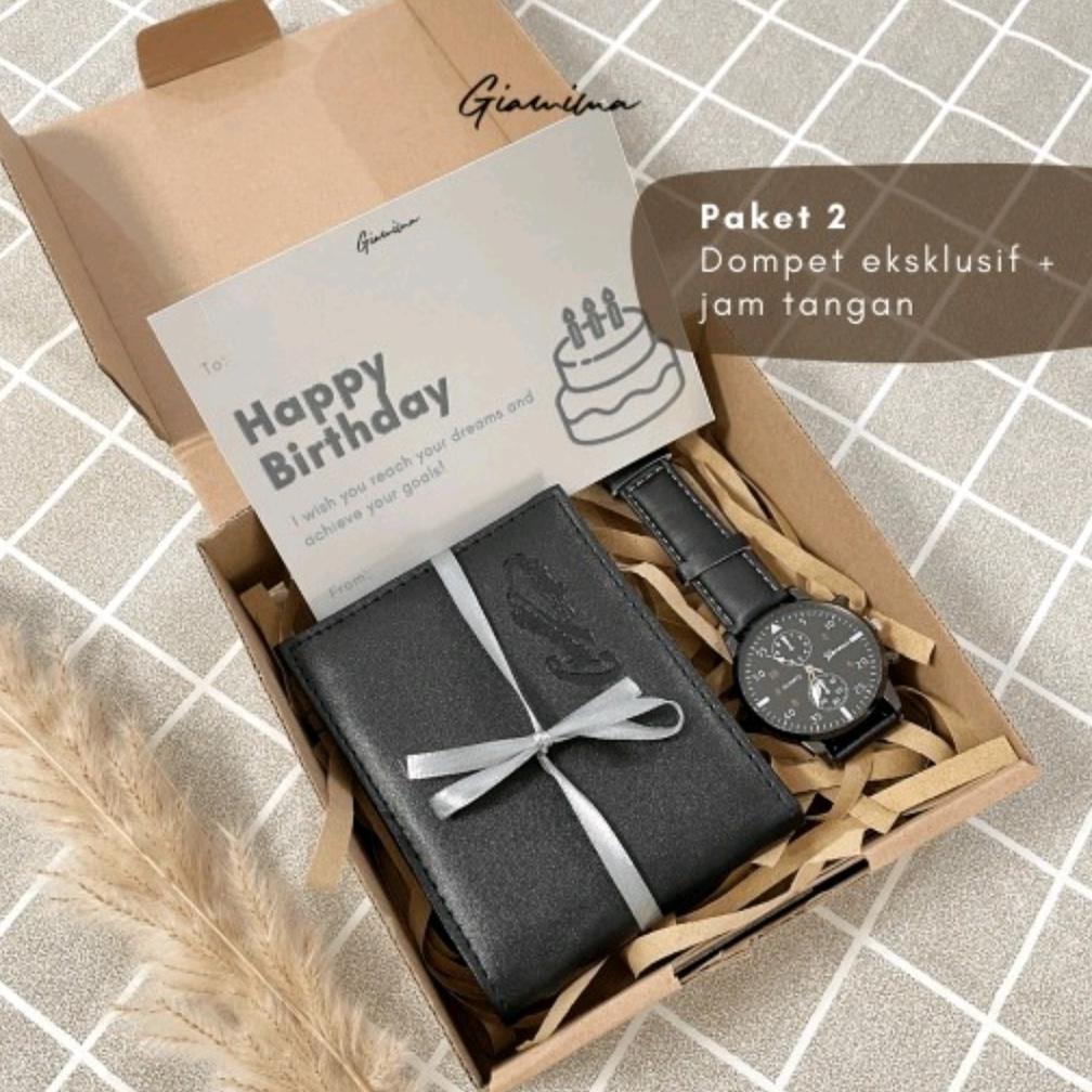 HEMAT EN LIGNE - JAM TANGAN PRIA SET - JAM TANGAN GIFT - JAM TANGAN KADO - JAM TANGAN DOMPET SET - K