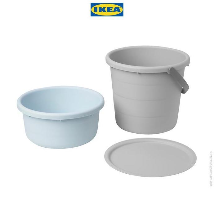 Ikea Pepprig Ember Dengan Penutup Set Isi 3Pcs Plastik