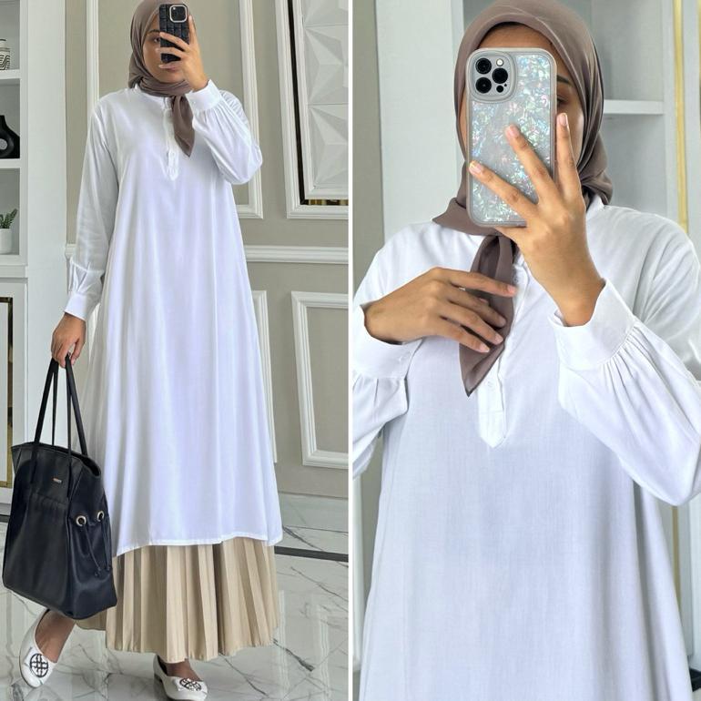 SUPER DEAL KALEA tunik by ZALFA OUTFIT / Long tunik rayon twill polos premium