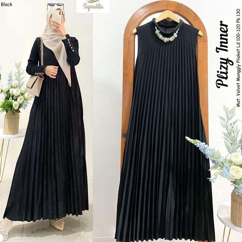 Promo Plizy Inner Original By Signadila - Gamis Inner / Dalaman / Kutung Plisket Polos Inner Gamis K