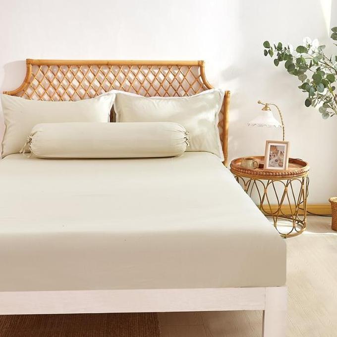 Informa Set 5 Pcs Seprai Queen Bamboo - Putih Ivory Kain Kasur Alas Tidur Pelapis Sarung Kasur Beddi