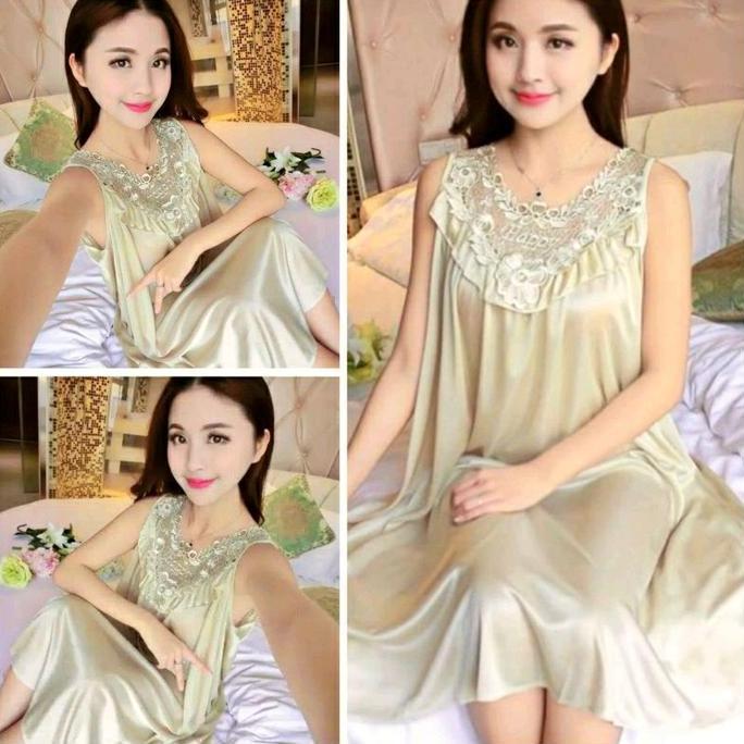 Baju Tidur Daster Lingerie  Happy Jumbo/Xxl Satin Wanita Nyaman