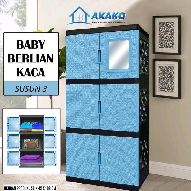 AKAKO - LEMARI PAKAIAN ANAK PLASTIK AKAKO BABY "BERLIAN" SUSUN 3 /KODE: BA-BL