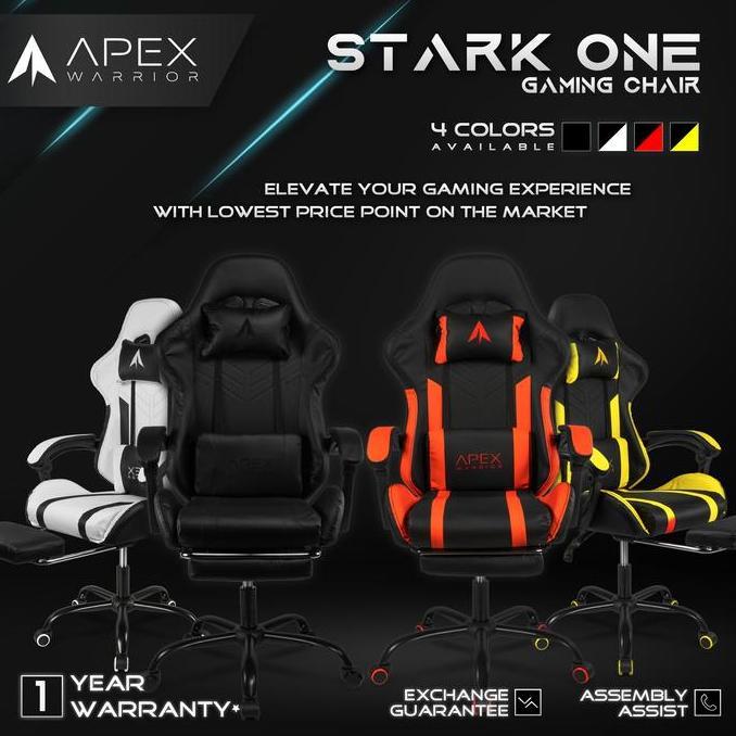 NEW KURSI GAMING DENGAN SANDARAN KAKI APEX WARRIOR STARK ONE PREMIUM GAMING CHAIR WITH FOOTREST WARN