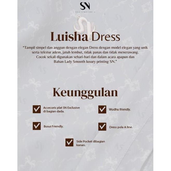 Shalu Nisabila - Luisha Dress Gamis Wanita Muslimah Syari Motif Printing Busui & Wudhu Friendly Panj