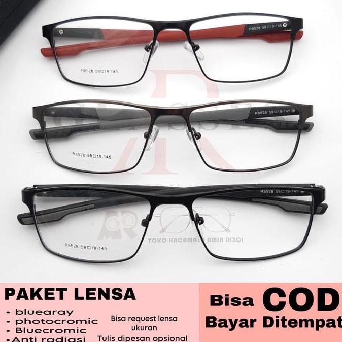Kacamata Fashion cowok sporty AR8528 Full Bingkai Laki laki perempuan paket lensa photocromic bluray