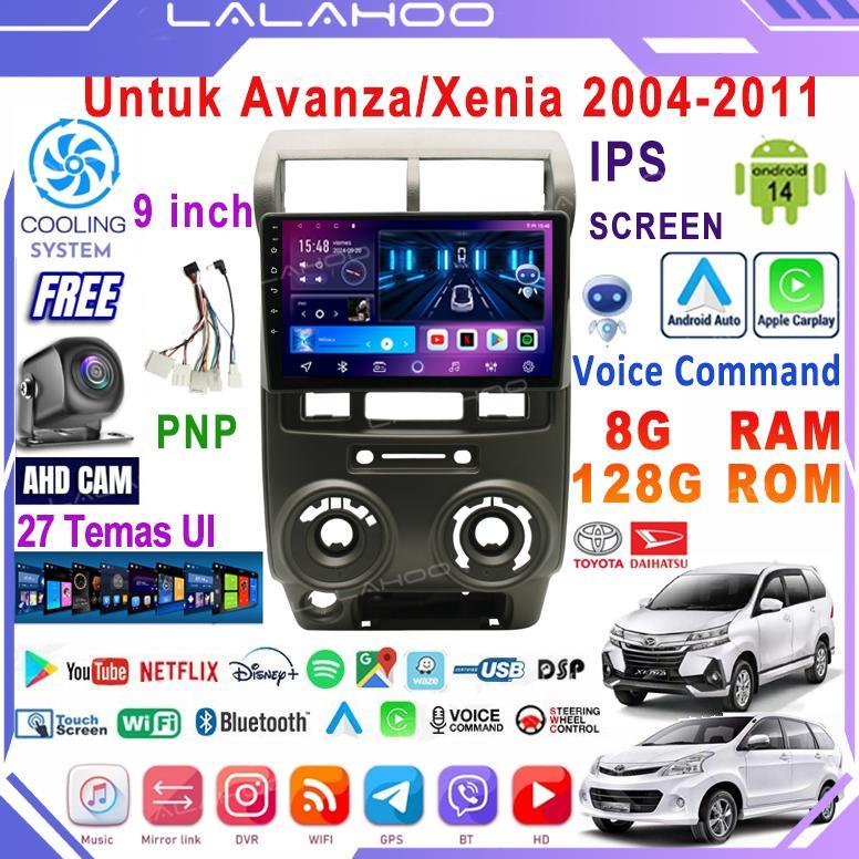 LALAHOO Untuk Avanza/Xenia 2004-2011  8G+128G Android 14 Head Unit Termasuk Frame/PNP Soket 9 Inch