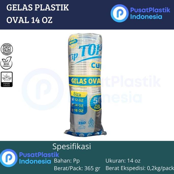 Gelas Plastik Oval 14oz Isi 50pcs / Gelas Oval / U Cup / Gelas Kekinian | Tutup Gelas 10oz 120z 140z