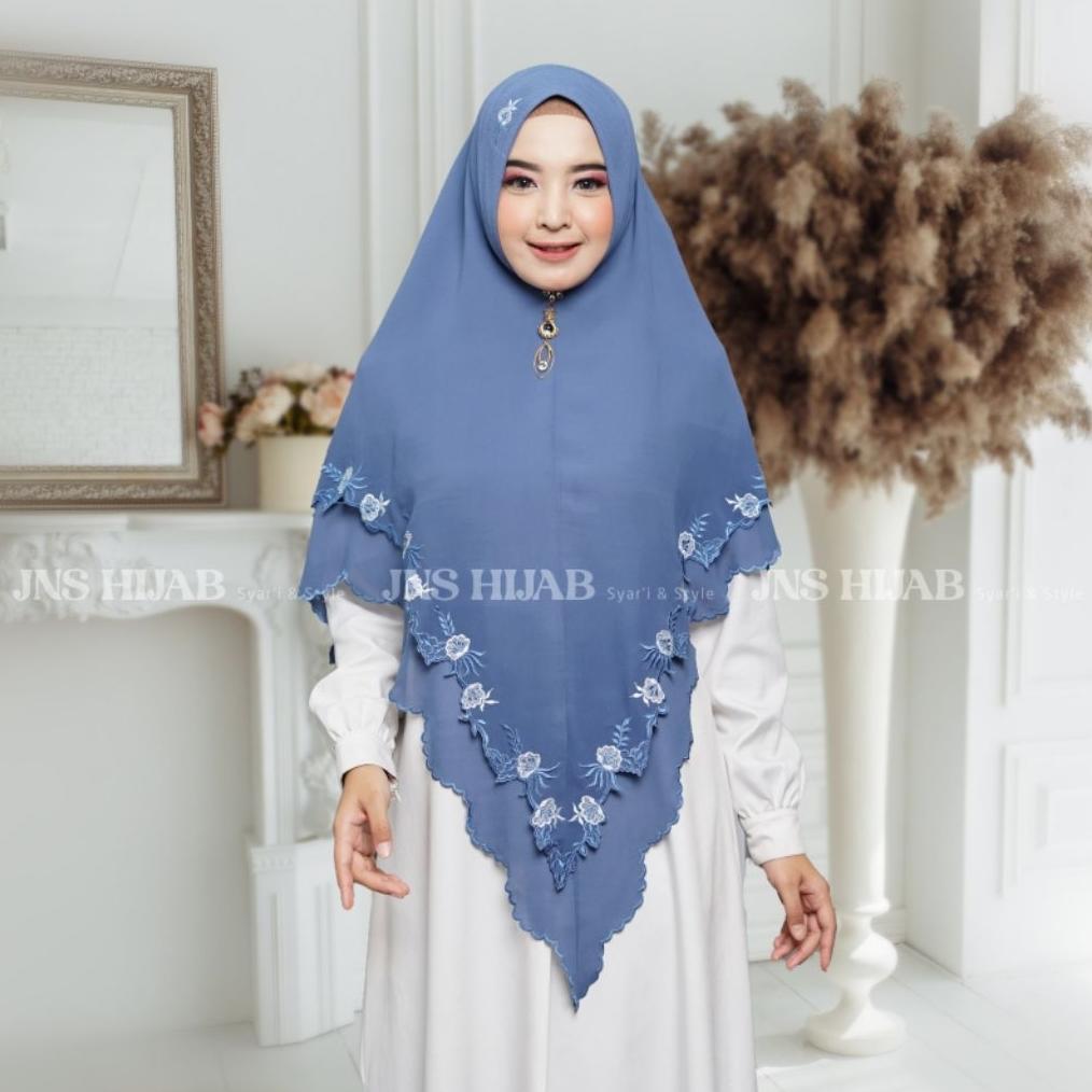 HEMAT Khimar Syari Full Bordir Sekeliling/Kerudung Syari Ceruty Babydoll  Bordir/Hijab Syari Bordir 