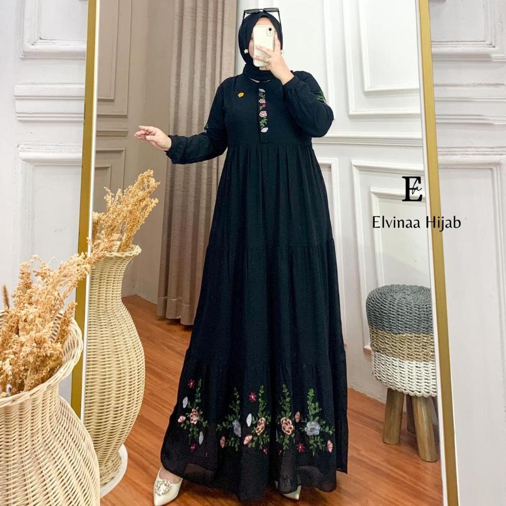 Cuci Gudang Zahra Dress Gamis Ceruty Babydoll Premium Bordil