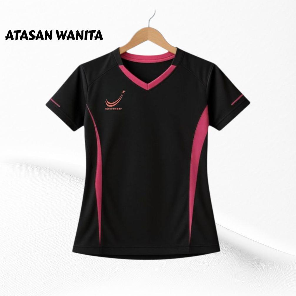 Murah Kaos Senam Wanita Dry Fit Warna Kuning/Ungu/Putih
