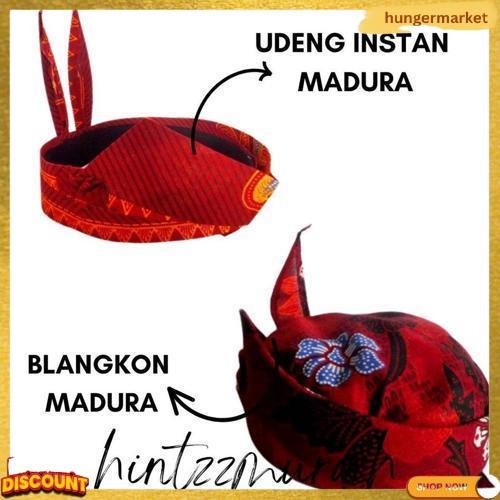 Udeng Instan Siap Pakai Khas Madura / Udeng Sakera / Blangkon Merah Madura Jawa Timur / Udeng Cak Su