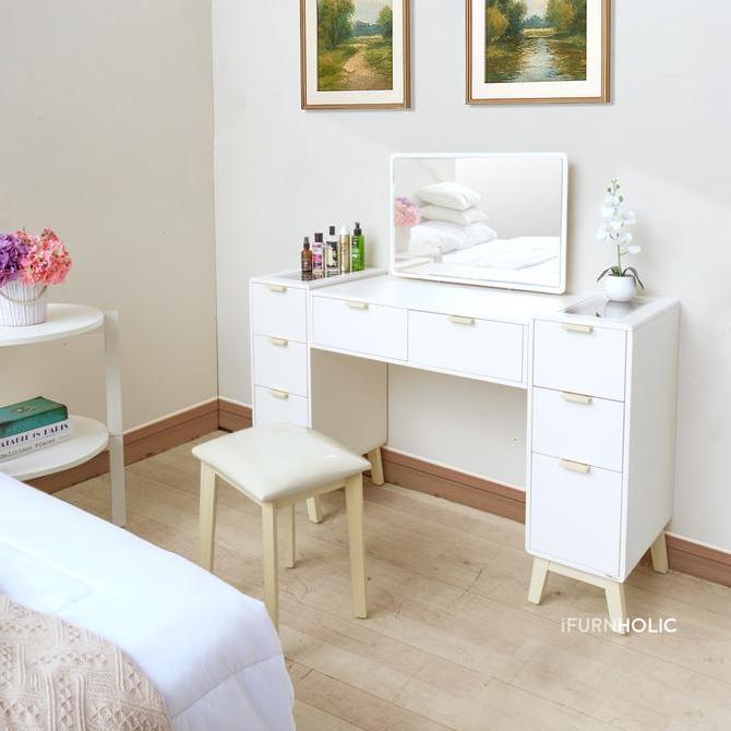 IFURNHOLIC Raisa Premium Console Sets | Meja Rias Minimalis Dengan Laci Penyimpanan Kosmetik | Meja 