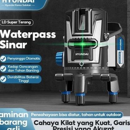 HYUNDAI Laser Level Baterai Waterpass 2/3/5 Line Tingkat Self leveling 360 Laser