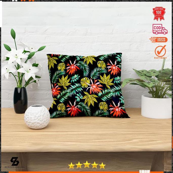 Sarung bantal kursi/Sofa Resleting Motif Bunga Aesthetic Sarung Bantal Sofa