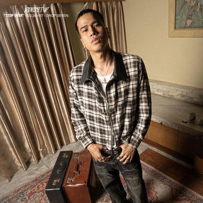 Flannel Clasp Zip Jacket - Acid Monochrome - Jacket