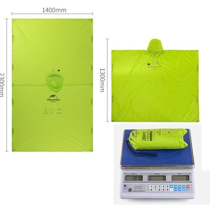 jas hujan ponco NATUREHIKE NH17D002 20D 210T raincoat poncho 3in1