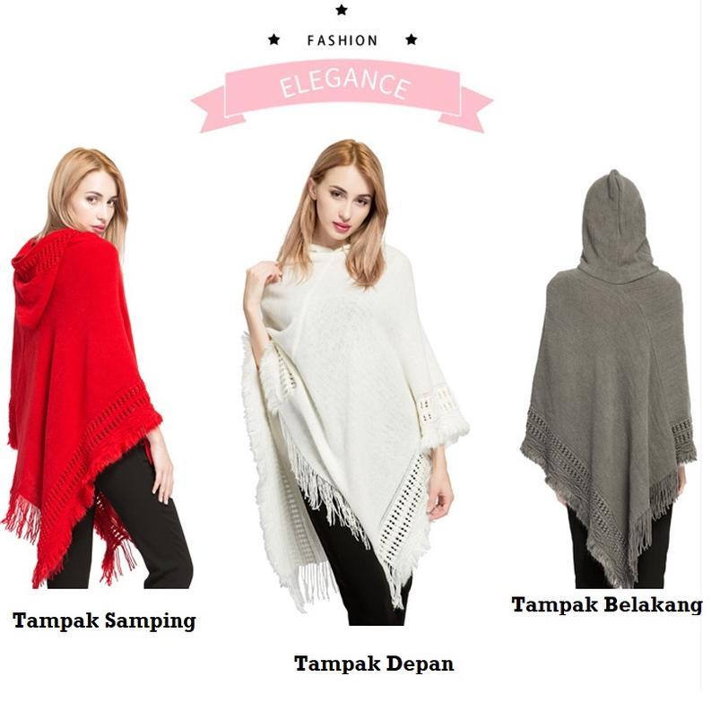 Premium Outer Atasan Sweater Hoodie Bahan Rajut Baju Luaran Shawl Wanita Cardigan Poncho Rawis Rumba