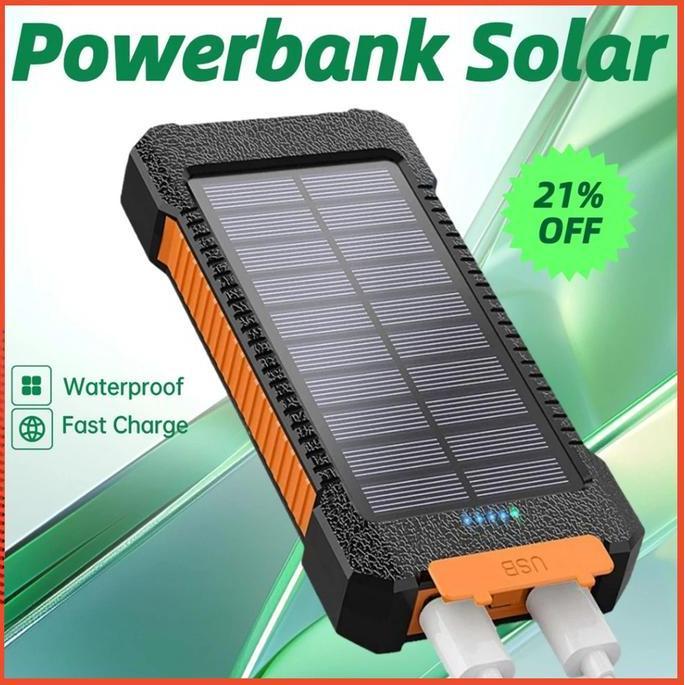 Solar Powerbank 50000Mah Waterproof Original External Battery Fast Charging Light