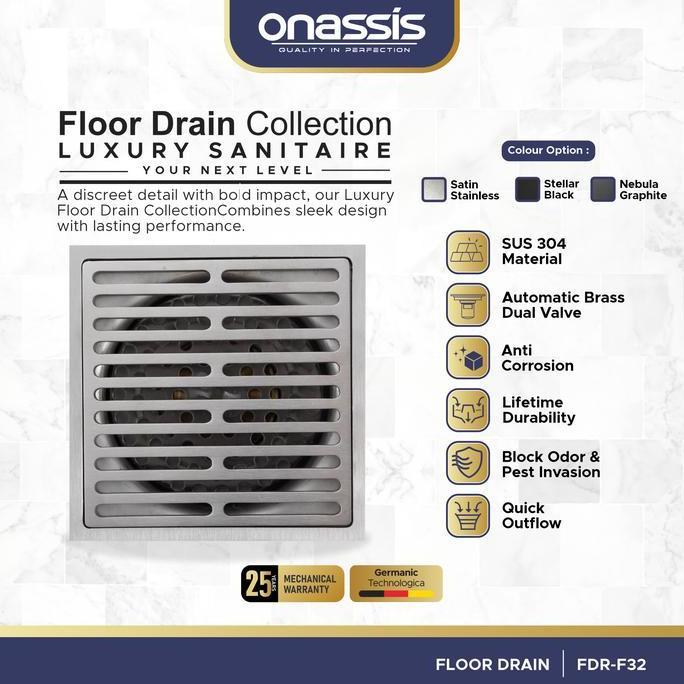 Onassis Floor Drain Fdr-F32 Sus 304 - Saringan Kamar Mandi Anti Bau Dan Anti Seranggga