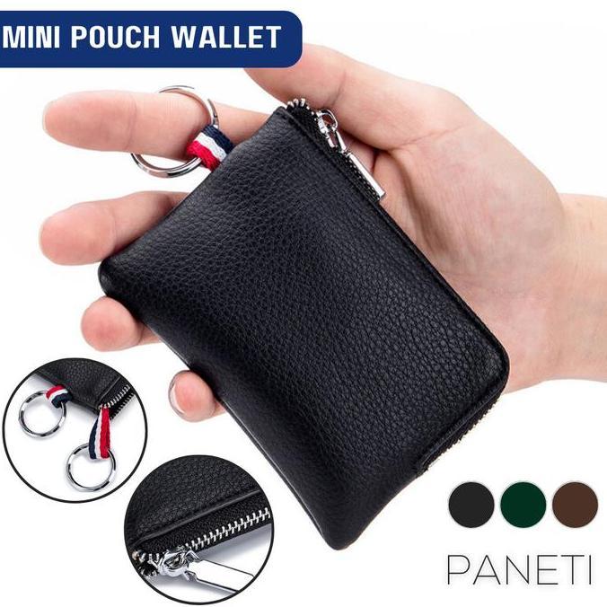 Dompet Koin Pria PANETI Ultra Thin Mini Zipper Pouch Kulit Asli HM