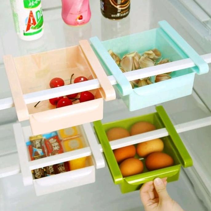 Kotak penyimpanan Storage box multifungsi/Rak kulkas Laci plastik