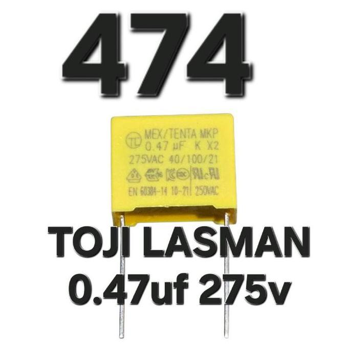 ( 474 275V KOTAK KUNING ) MKP KAPASITOR CAPASITOR 0.47UF 275VAC AC 470 NF NANO FARAT 0,47 UF MIKRO 0