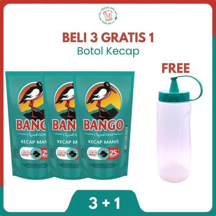 [FREE BOTOL KECAP] Bango Kecap Manis 950g Isi 3 HT