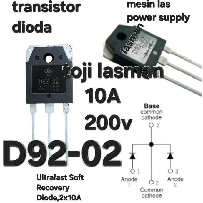 D92-02 ULTRAFAST SOFT RECOVERY DIODE DIODA 2X10A DIODA PEMULIHAN LUNAK ULTRA CEPAT, 2 X 10A DIODA TR