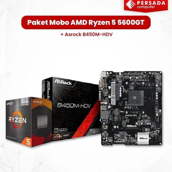 Paket Mobo AMD Ryzen 5 5600GT + Asrock B450M-hdv