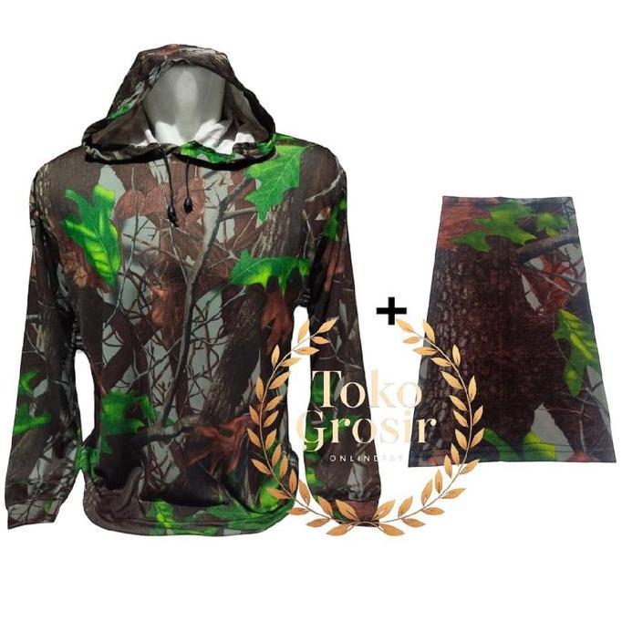 Kaos Hoodie Camo + Baff / Masker