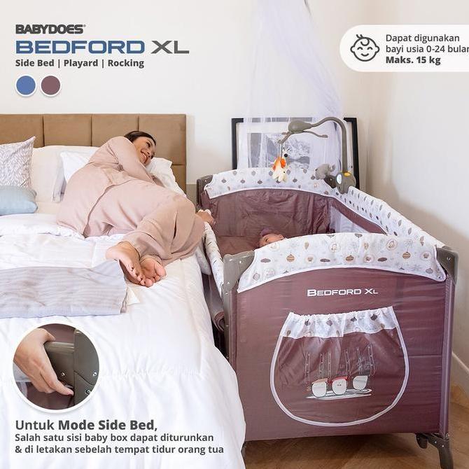 Promo Babydoes Box Bayi Bedford Xl - Ranjang Bayi Side Bed Dengan Diaper Changer & Music Box Cod