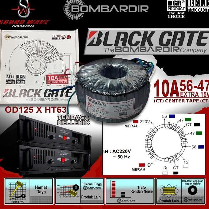 TERBARU - TRAFO TOROIDAL BLACKGATE 10A 47V - 56V