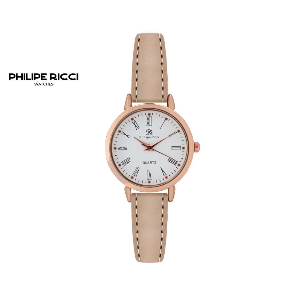 Official Philipe Ricci Jam Tangan Wanita Kulit Hitam Bulat Kecil Terbaru Original 6989 Women Watches