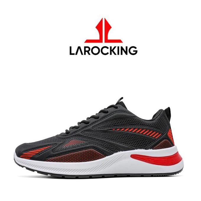 Larocking - Vega Hitam Merah | Sepatu Running Gym Shoes Abu Outdoor