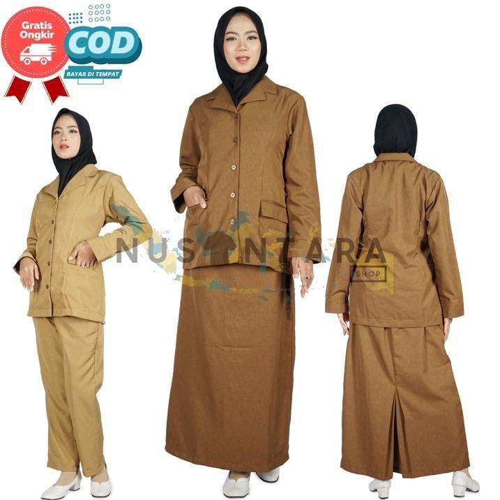 Termurah Seragam Pns Wanita Seragam Pdh Wanita Warna Keki Bawahan Rok Dan Celana Model Kemeja Saku B