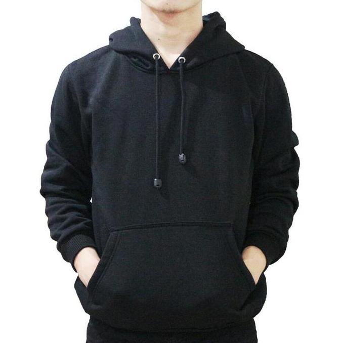 Jaket Sweater Polos Hoodie Jumper/Resleting Hitam