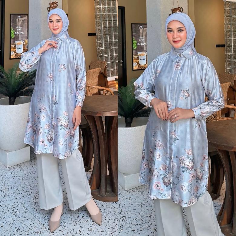 RECOMMENDED HALIZA TUNIC [LD110 & LD120] TUNIK MOTIF PRINT ARMANI SILK PREMIUM | ATASAN JUMBO WANITA