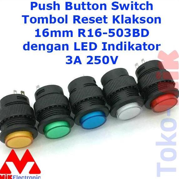 tombol push button on (saklar switch push on) r16-503bd 16mm led