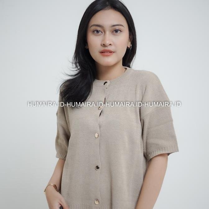 SENJA Baju Rajut Lengan Pendek Atasan Wanita Korean Style Kancing Hidup