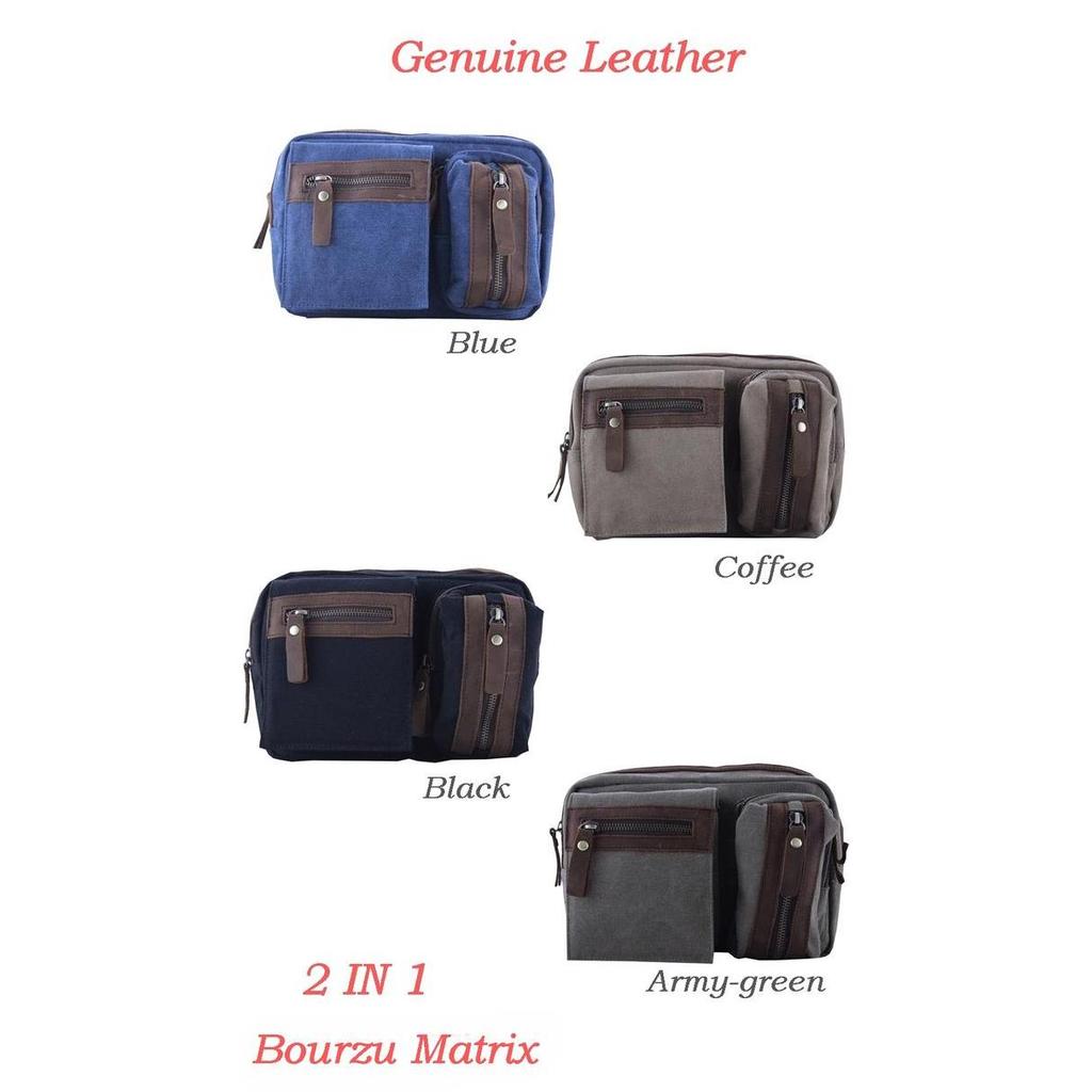 Tas Pinggang Sling Bag Crossbody Selempang Kanvas Kulit Travel Bourzu