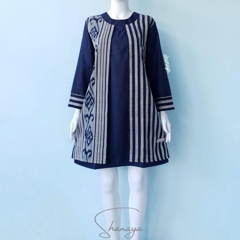 Best Deals Shanaya Tunik Batik Tenun Asli Kombinasi Toyobo Tenun Original Batik Kerja Baju Batik Wan