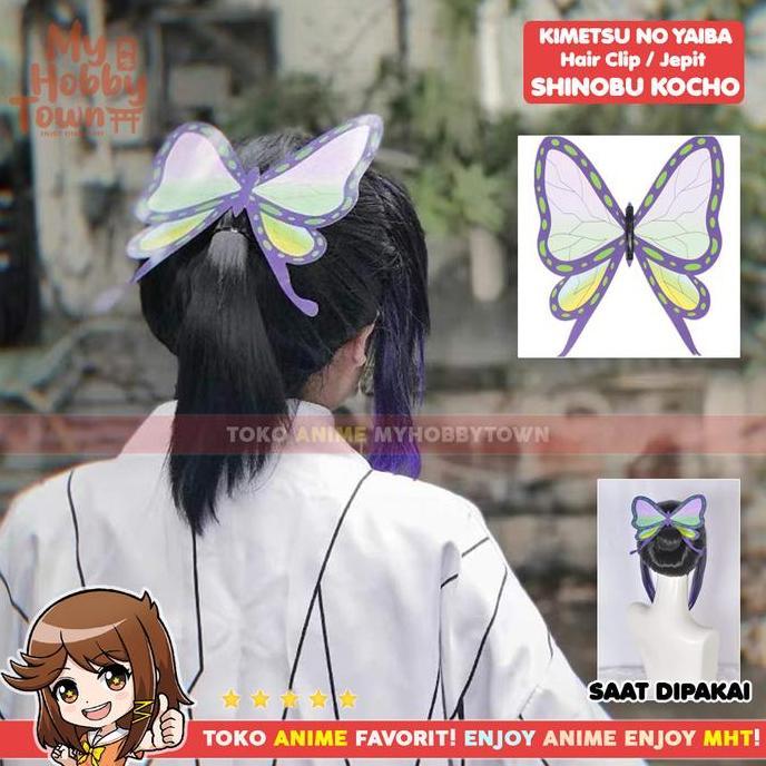 Jepit Rambut Shinobu Kocho Kostum Cosplay Property Kimetsu no Yaiba