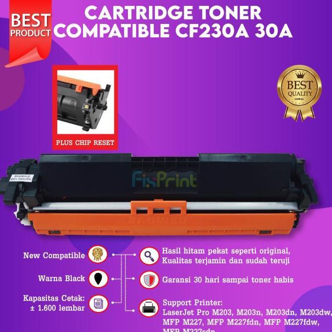 Cartridge Toner Compatible 30A CF230A M203 M203d M203dn M203dw Chip